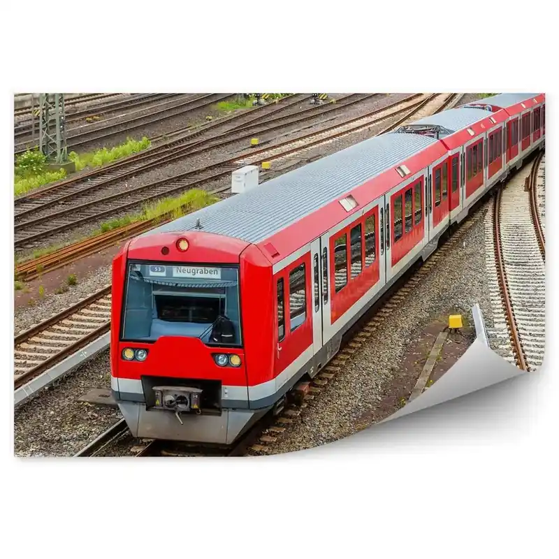 Cumpărături sigure Fototapet Tren de oraș în șine de tunel