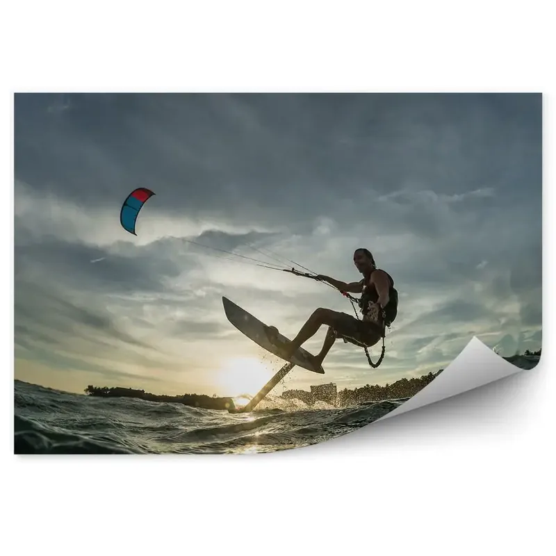 Reducere extra Fototapet perete Kitesurfing ocean cerul nori sport