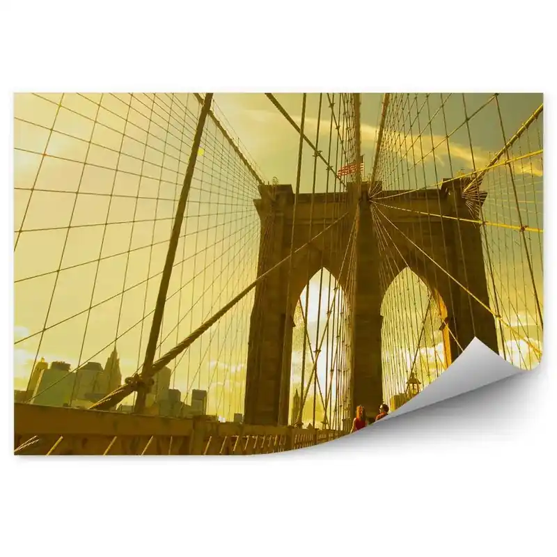 Super ofertă Fototapet pentru perete Un cuplu de mers pe jos pe podul Brooklyn