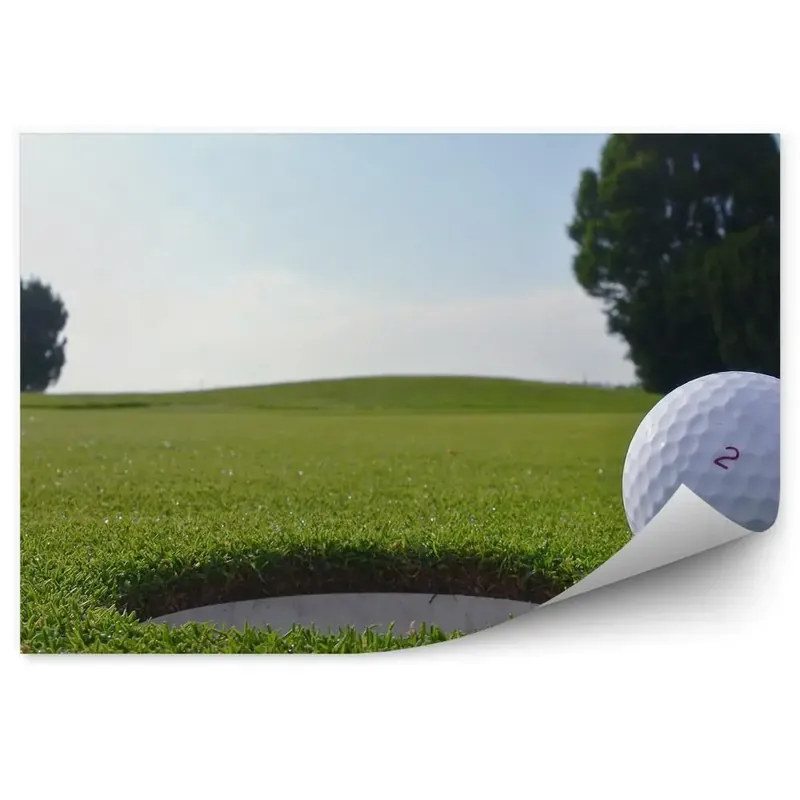 Nu rata Decor fototapet gaură minge de golf copaci iarbă iarbă apă cer nori