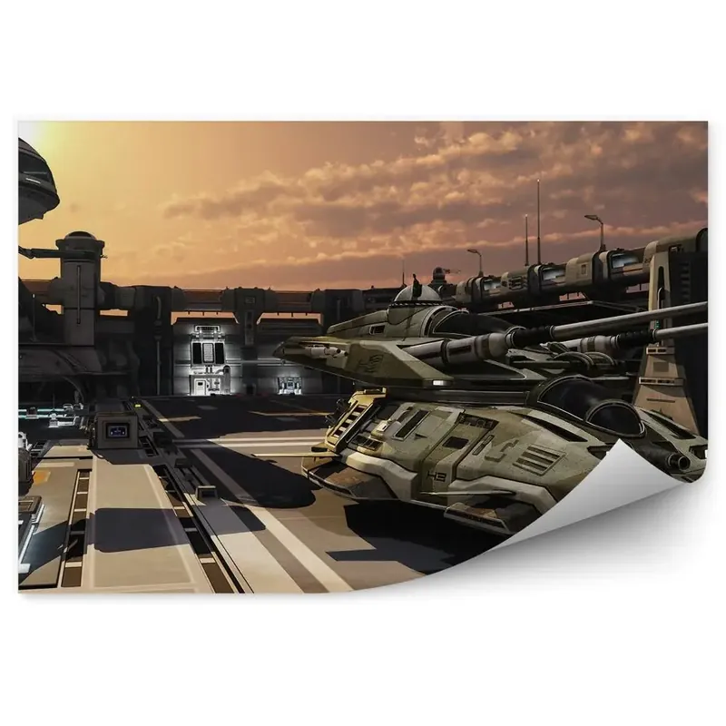 Reducere extra Fototapet pentru perete Tank futurist bază militară futuristă
