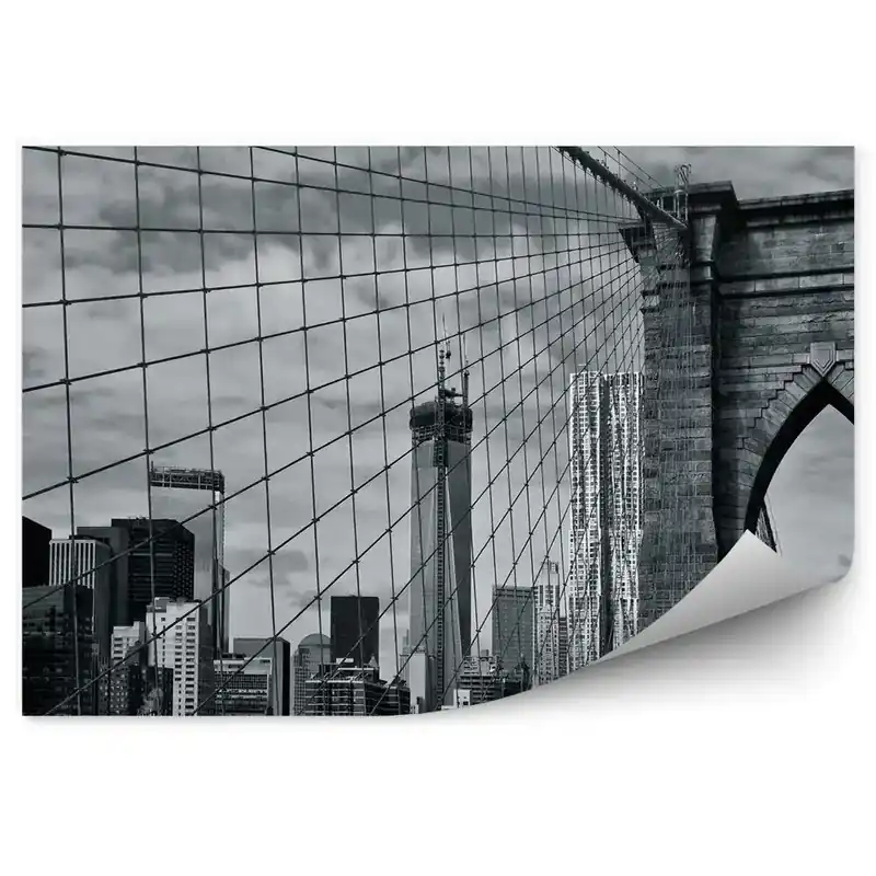Ieftin Fototapet Negru și alb Brooklyn Bridge America
