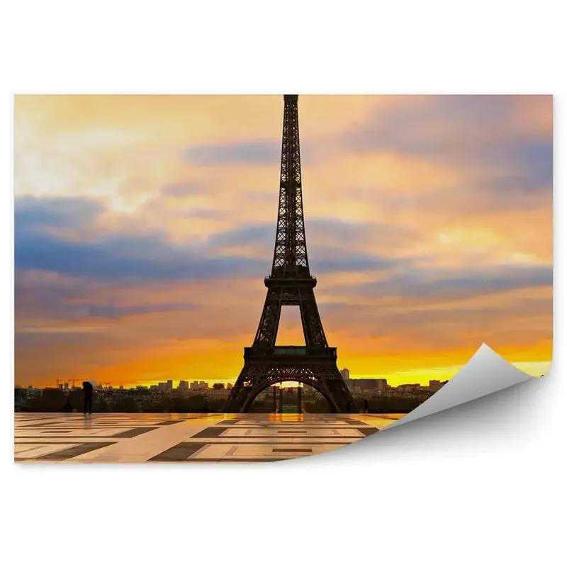 Noutate Fototapet vintage Paris Turnul Eiffel Piața Turnul Eiffel turiști nori