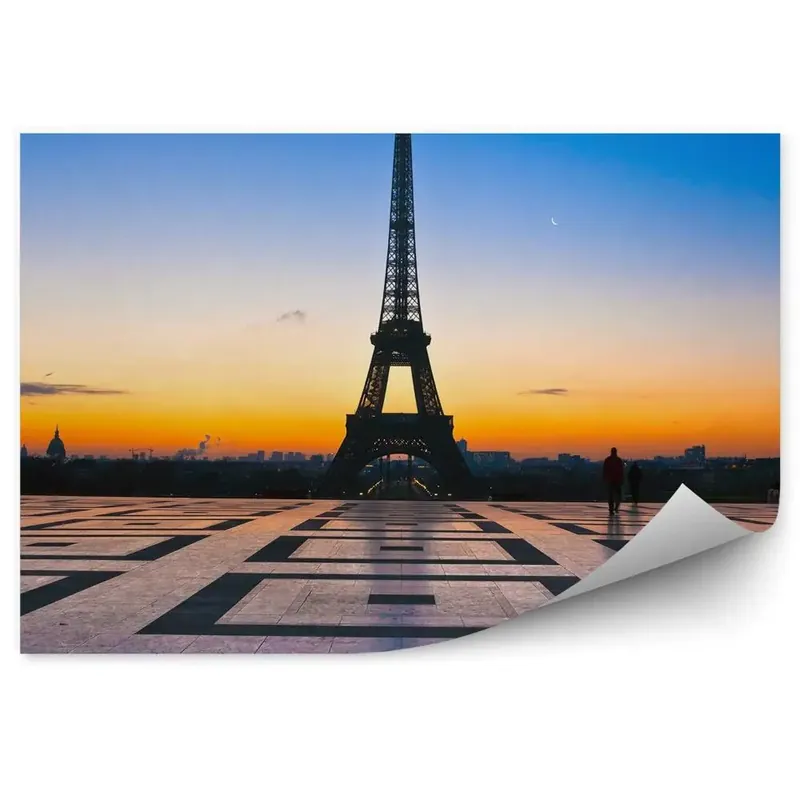 Cumpărături sigure Fototapet perete Vedere romantică a Turnului Eiffel la răsăritul soarelui
