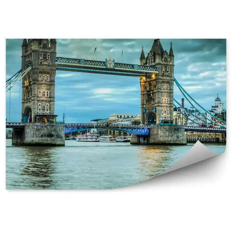 Fototapet vintage Anglia apă apă Tower Bridge oraș Tower Bridge cer înnorat Ofertă specială