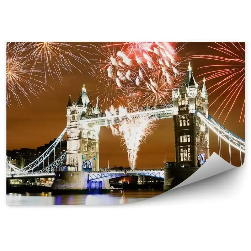 Cumpără acum Fototapet perete Focuri de artificii peste Tower Bridge Londra noaptea culori de lumină
