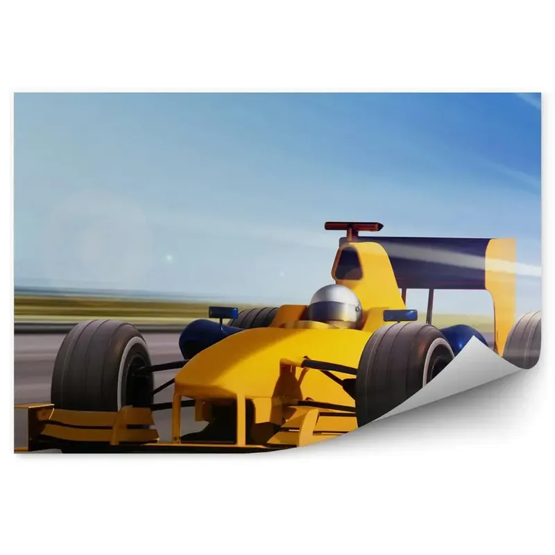 Preț mic Decor fototapet Cerul rutier galben albastru de formula 1 bolide galben