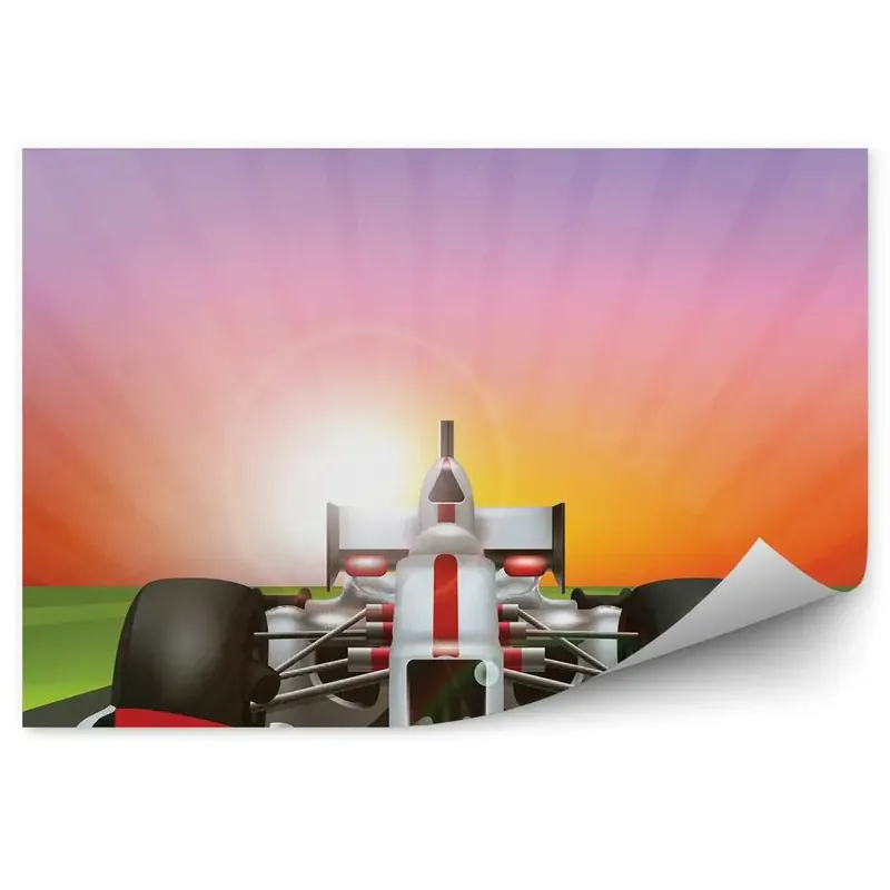 Vezi acum Fototapet perete masina alba rosie formula 1 rutier avion
