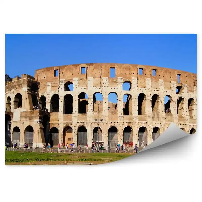 Premium Fototapet vintage Simbol al Romei Colosseum turiști cer albastru