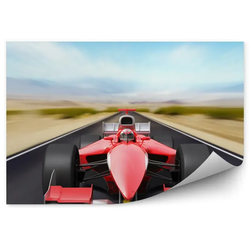 Fototapet pentru perete masina formula 1 masina rosu drum verde cer viteza Lichidare de stoc