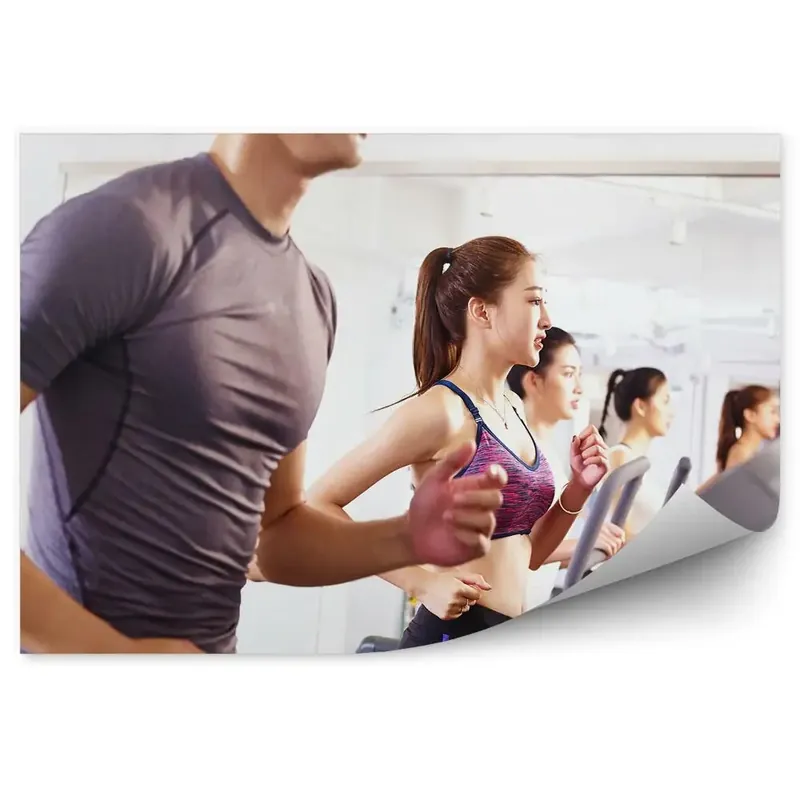Noutate Fototapet Bărbați Asia sport exercițiu pe banda de alergare