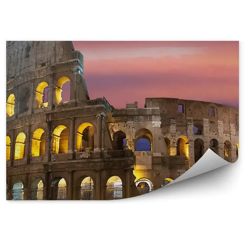 Fototapet pentru perete Colosseumul luminat pe fundalul unui cer colorat Ofertă limitată