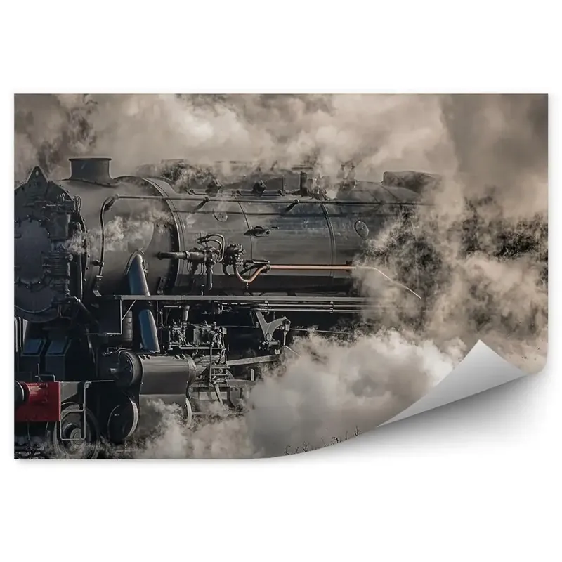 Fototapet pentru perete Locomotivă cu aburi și nori de abur Reducere de preț