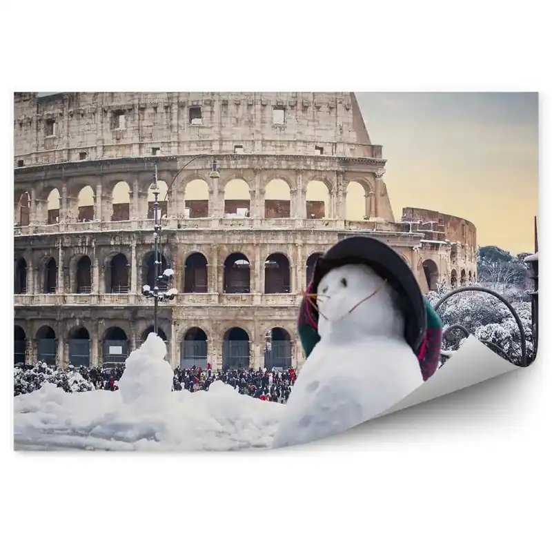 Bestseller Fototapet vintage Colosseumul din Roma în zăpada de iarnă