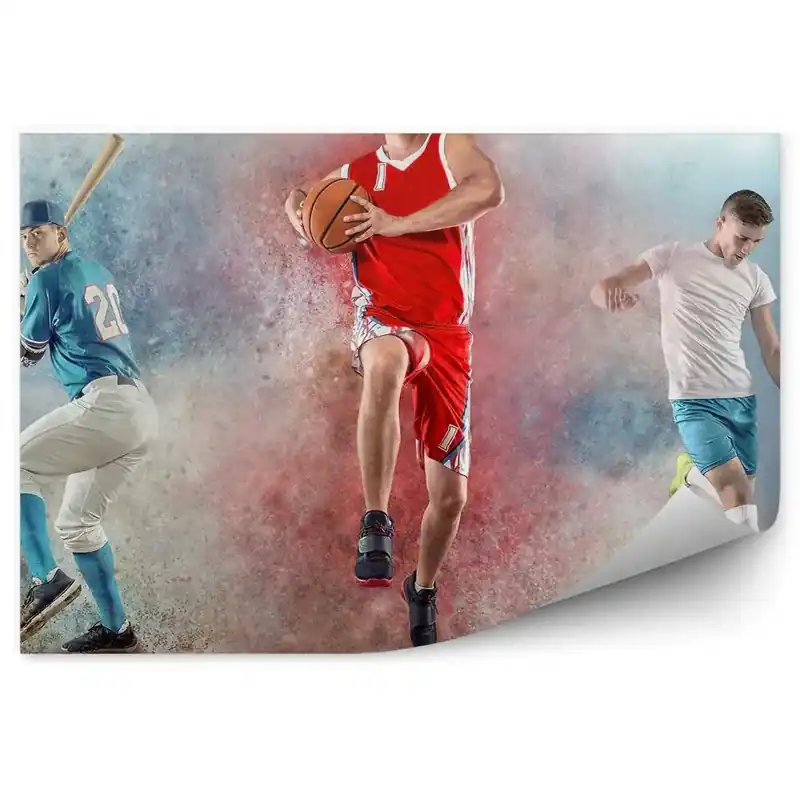 Fototapet pentru perete Sportivi baseball baschet fotbal Ofertă specială