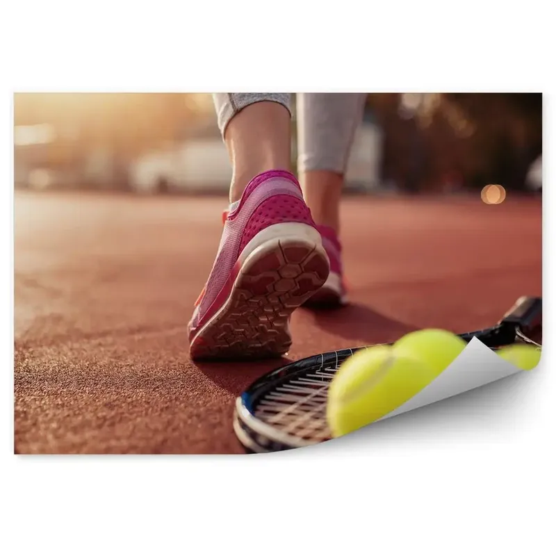 Fototapet Tenis cu rachete cu bile teren de tenis jucător de tenis bidon Ieftin