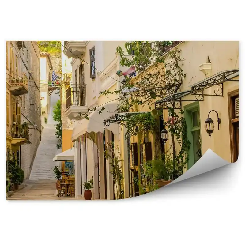 Fototapet perete piatră de caldarâm stradă îngustă scăriță Grecia Ofertă specială