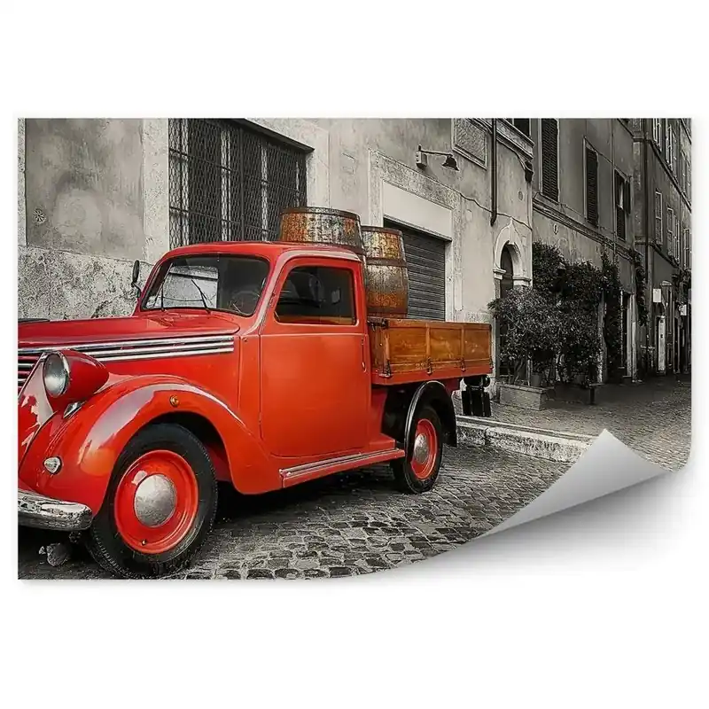 Fototapet Camionetă veche în fundalul unei străzi secundare Retur gratuit