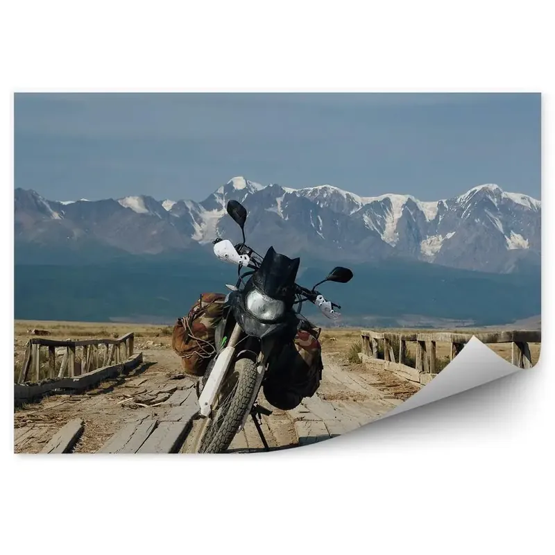 Bestseller Decor fototapet Motocicletă parcată pe un drum de munte