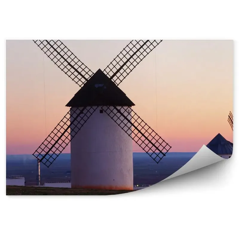 Decor fototapet Crepuscul mori de vânt crepuscular câmp arhitectură Vezi acum