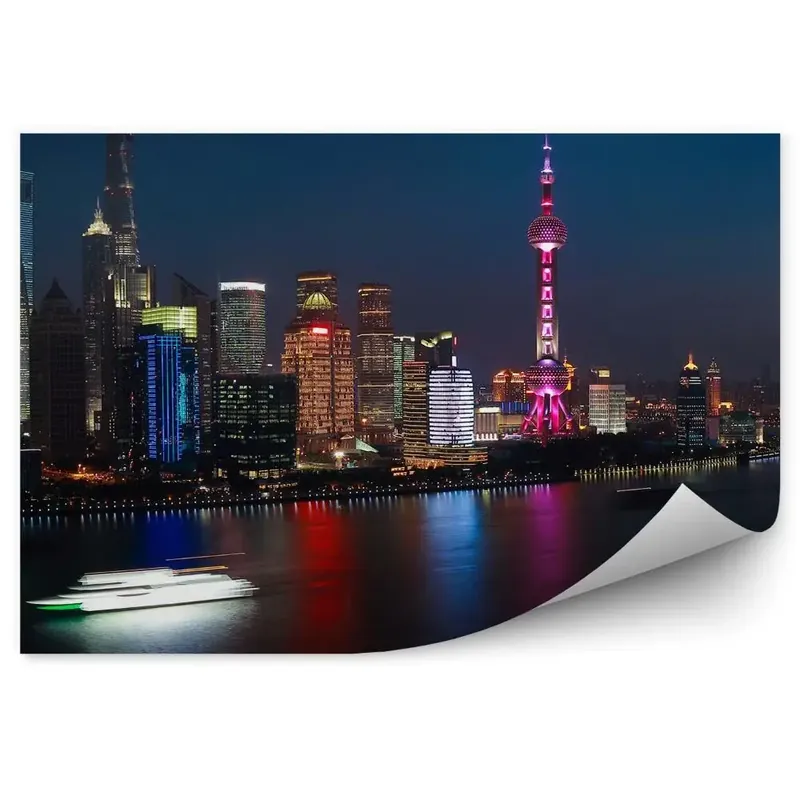 Fototapet pentru perete Cerul de noapte cerul orașului orizont Shanghai râu Vezi acum