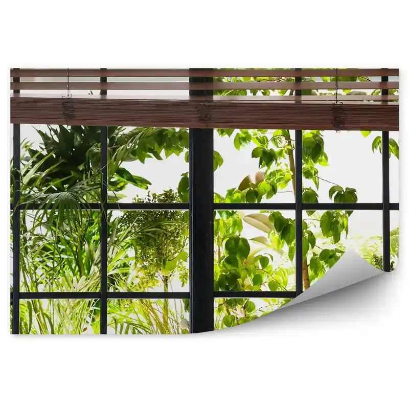 Fototapet pentru perete Vegetație verde în grădina din fața ferestrei Bestseller