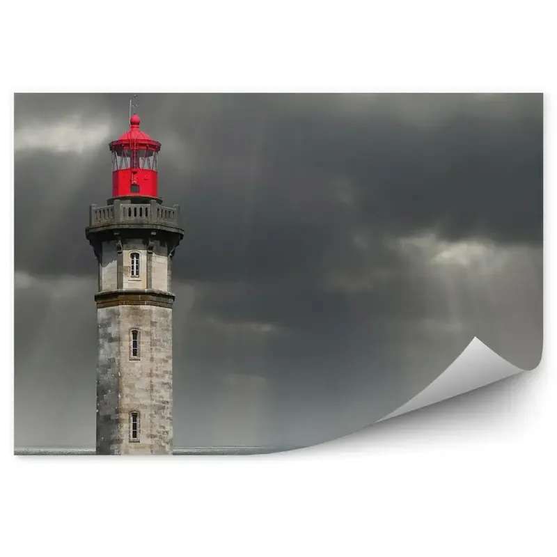 Ultima șansă Fototapet perete Fotografie alb-negru a farului nori de furtună de furtună