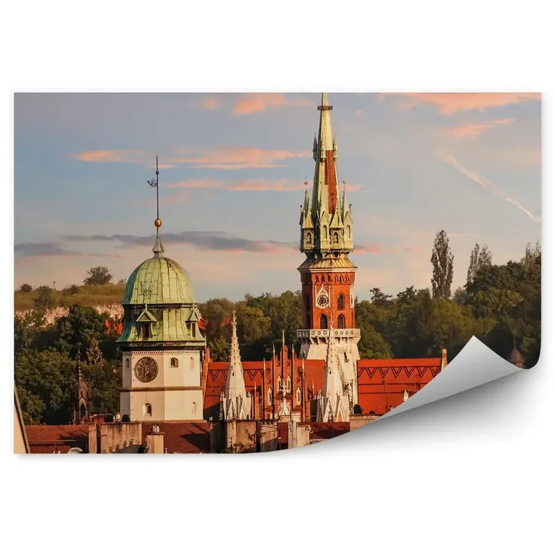 Retur gratuit Fototapet Acoperișuri biserici clădiri natura copaci