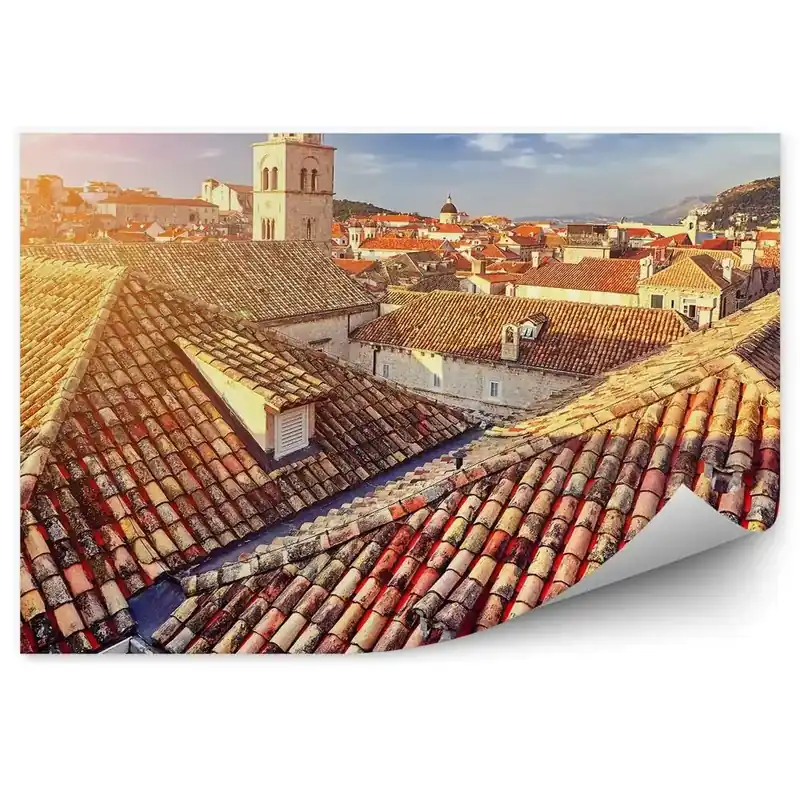 Fototapet vintage Dubrovnik acoperișuri clădiri oraș Livrare rapidă
