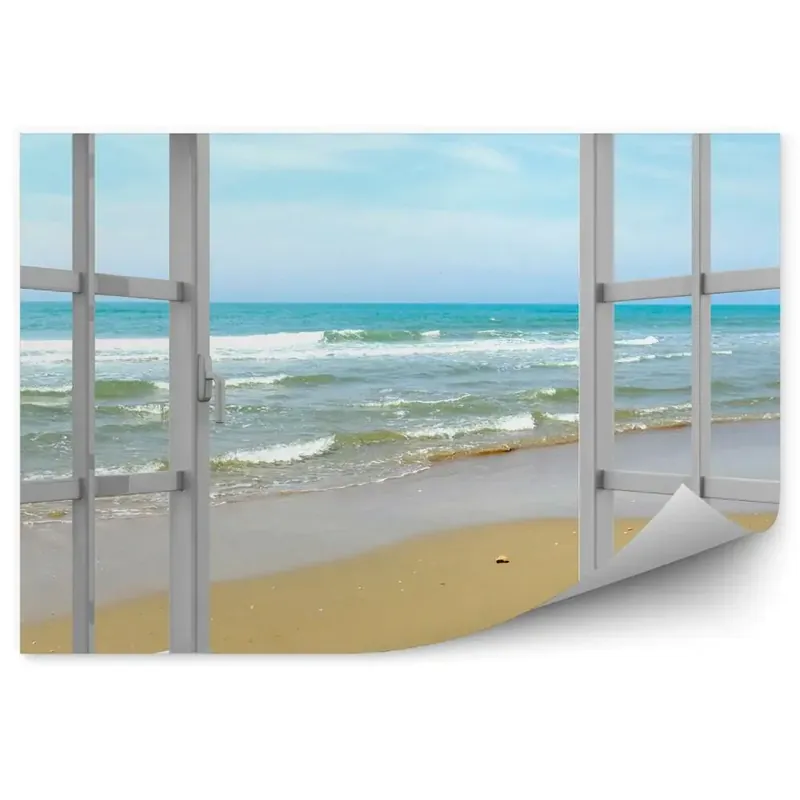 Decor fototapet Plajă și valuri blânde de la fereastra deschisă Vezi acum