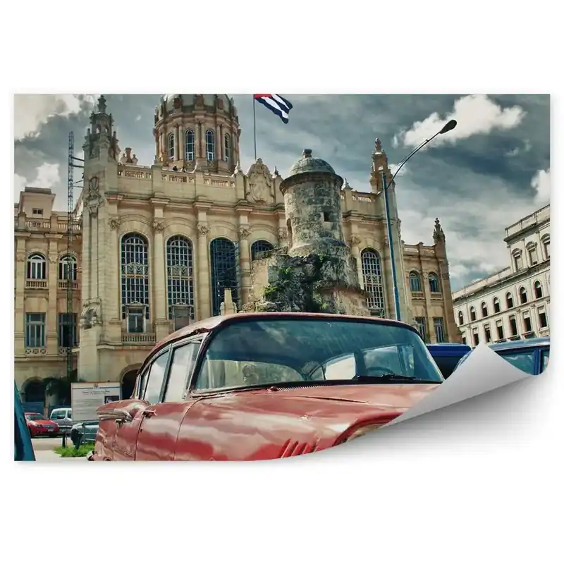 Livrare expres Decor fototapet Mașină veche roșie în Havana