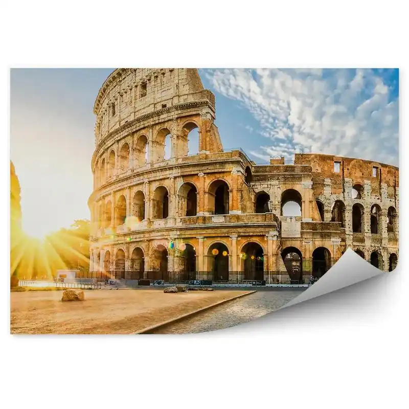 Cumpărături sigure Fototapet vintage Reflectarea soarelui de dimineață Italia Colosseum