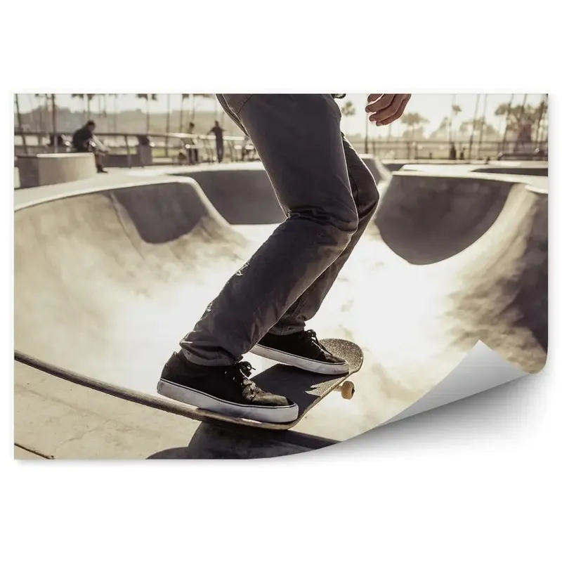 Decor fototapet Skatepark bănci oameni palmieri skateboard skateboard sport extrem Livrare rapidă