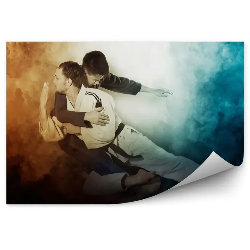 Fototapet vintage Jucători de judo care dețin tehnica Disponibil imediat