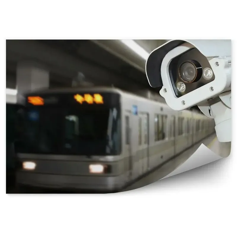 Fototapet vintage Monitorizare de securitate în gară Livrare expres