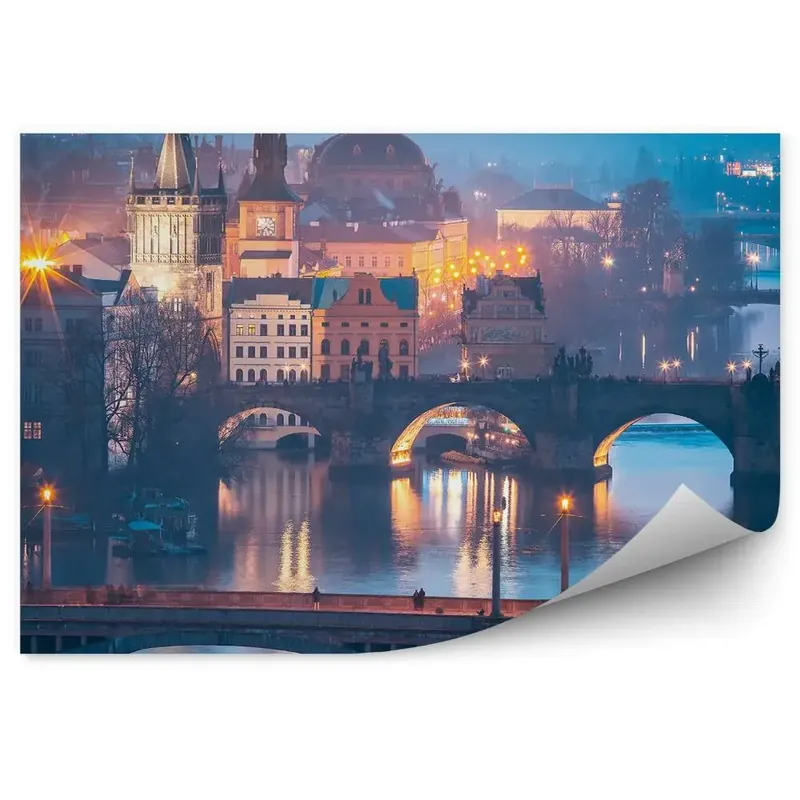 Fototapet vintage Orașul vechi de pe râul Vltava lumini Doar azi