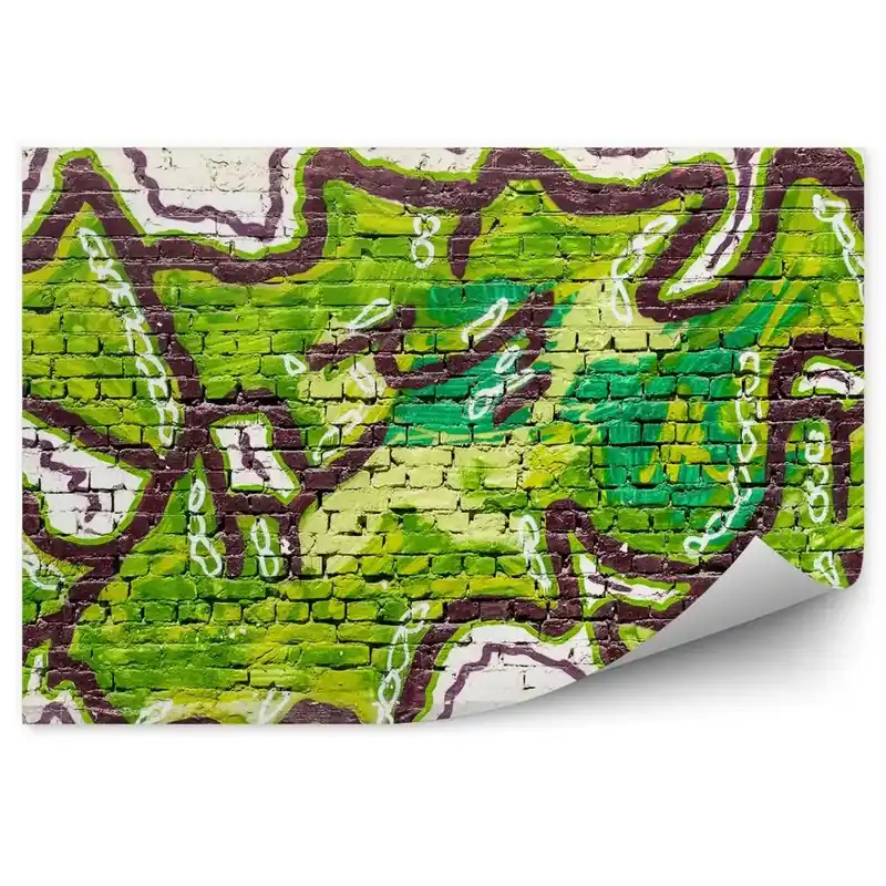 Reducere Decor fototapet Graffiti Verde Pe Un Perete De Cărămidă Bej
