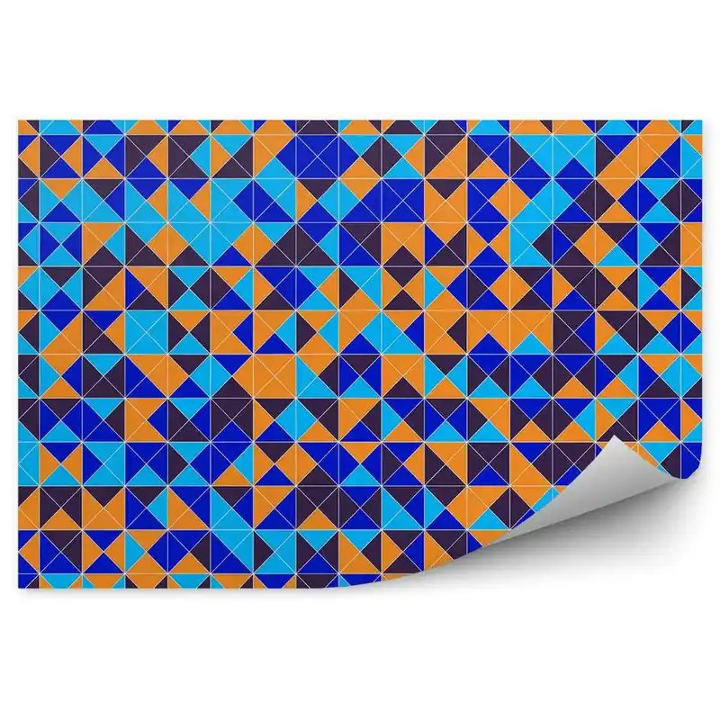 Preț promoțional Fototapet Model De Forme Geometrice Mozaic Albastru Portocaliu