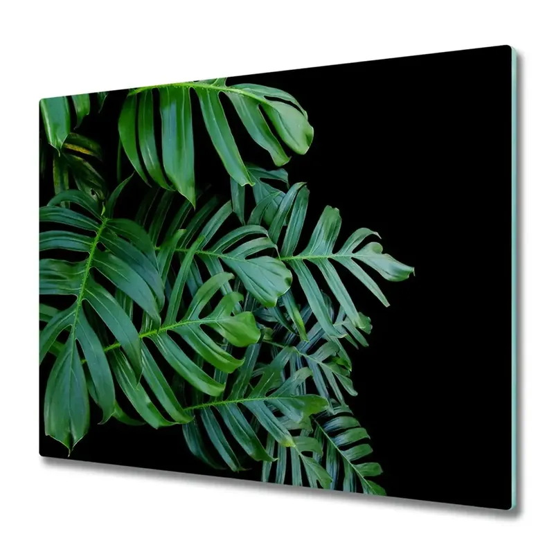 Mai ieftin Tocător din sticlă Monstera pe fond negru