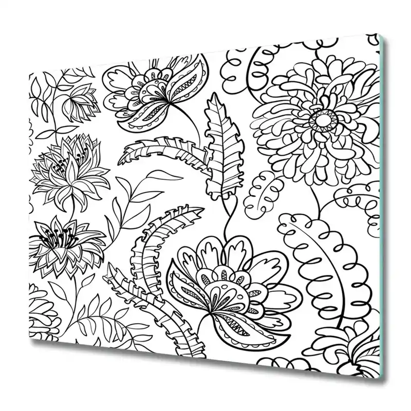 Tocător de bucătărie Model floral alb și negru Nu rata