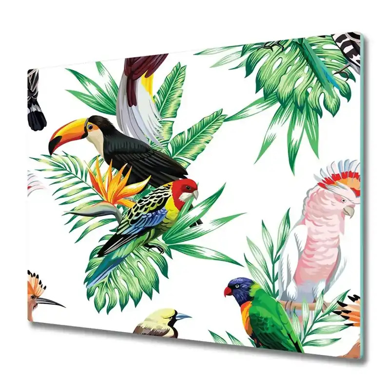 Cumpără acum Tocător din sticlă Papagali tropicali
