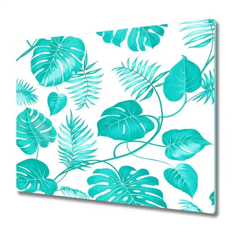 Preț promoțional Tocător din sticlă Frunze tropicale albastre