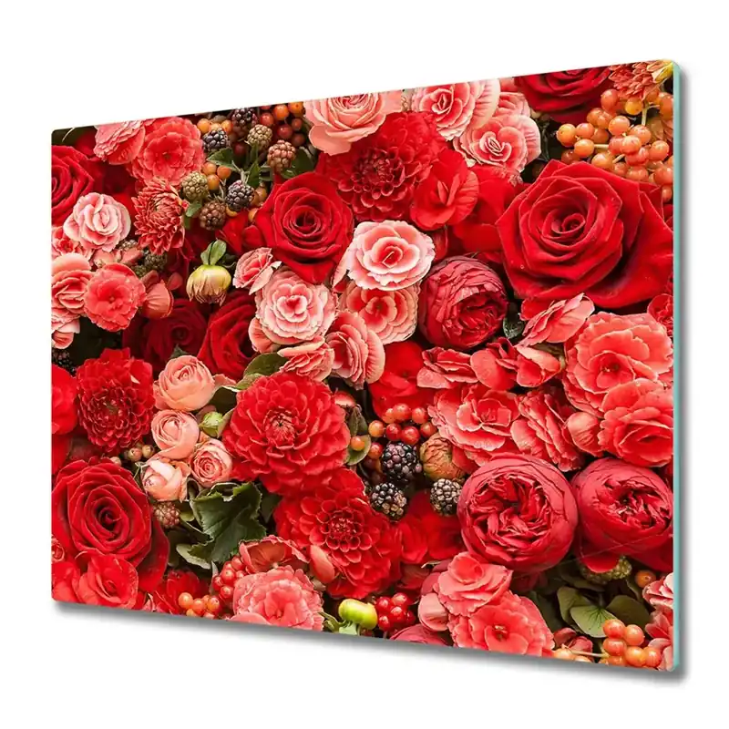 Tocător sticlă Buchet de flori roșii Ultima șansă