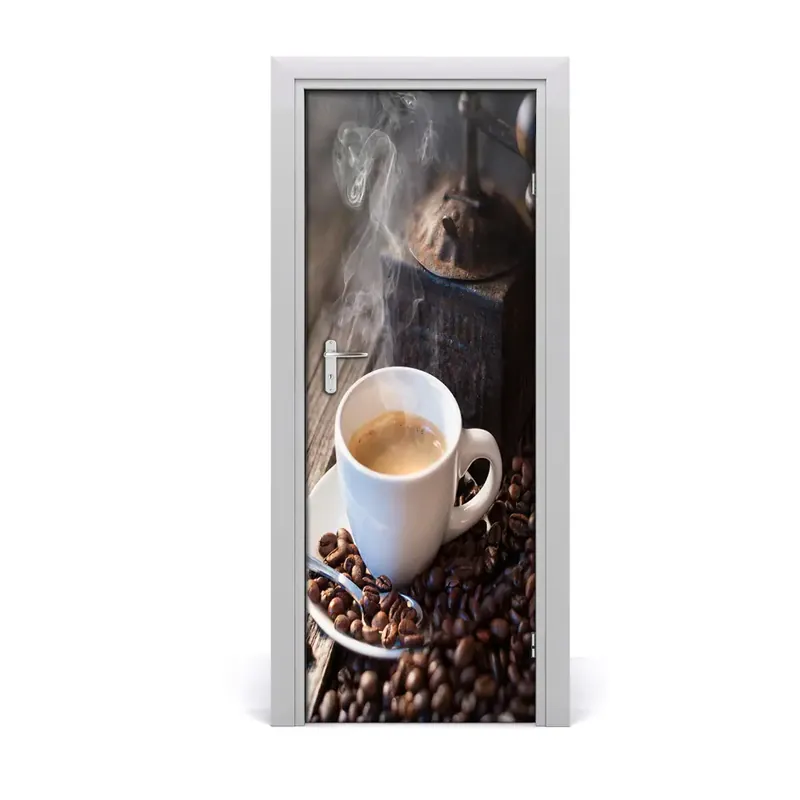 Autocolant de uşă ceașcă de cafea boabe Cel mai vândut