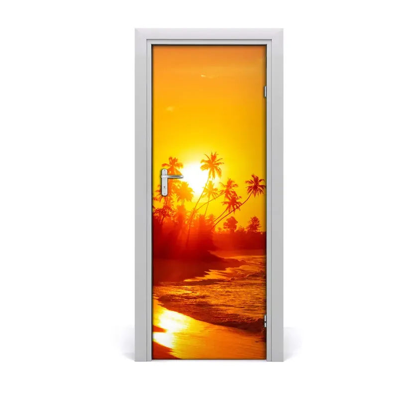 Discount Autocolant pentru uși Plaja tropicala