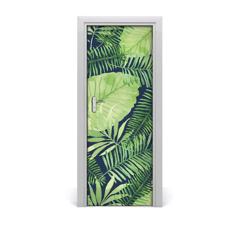 Autocolant pentru uși Frunze tropicale Premium