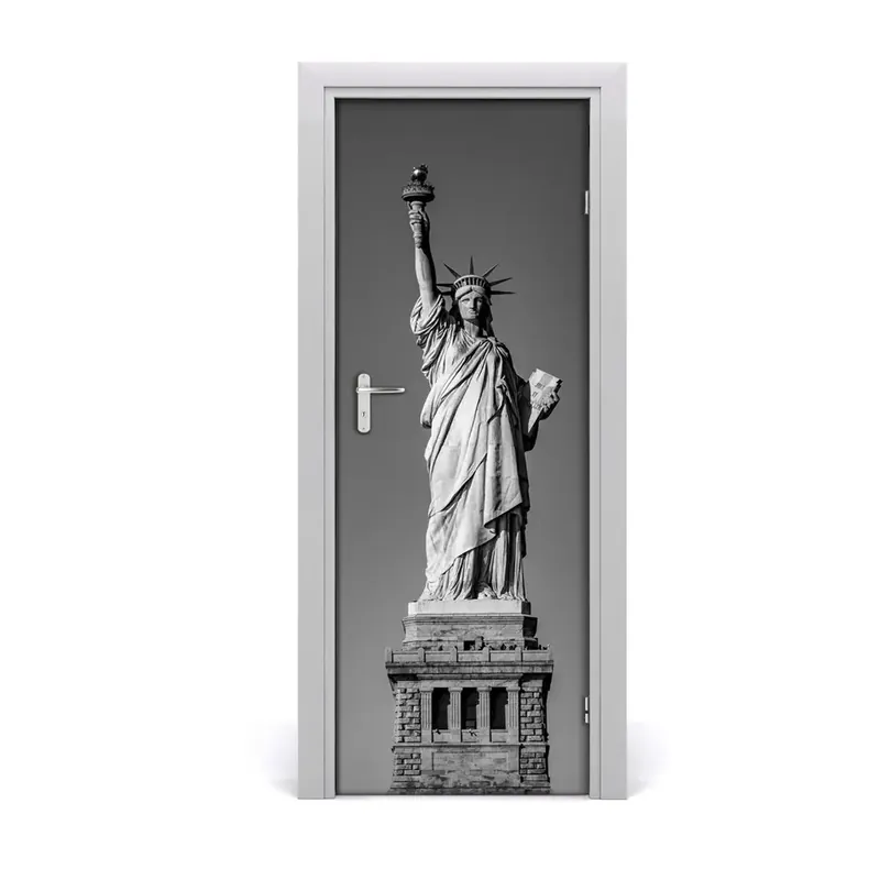 Autocolant uşă Statuia Libertății Alb-negru Premium
