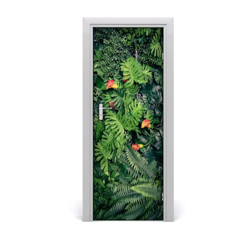 Autocolant de uși Frunze tropicale Preț mic