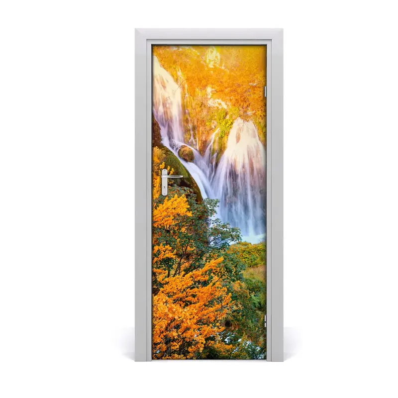 Tapet autocolant pentru uși Cascada de pădure de toamnă Reduceri