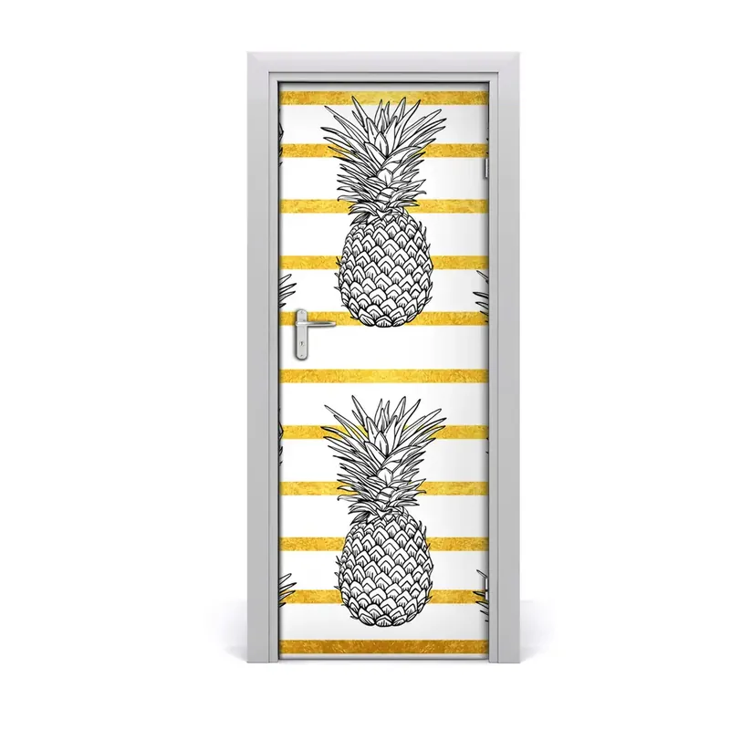 Super ofertă Autocolant uşă Ananas cu dungi galbene